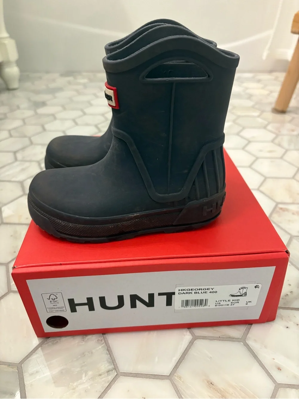 Hunter Little Kids Georgey Waterproof Rain Boots Size 10C Dark Blue